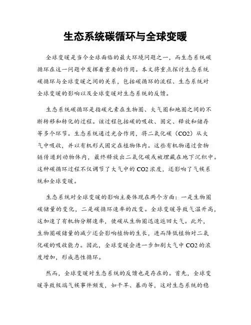 生态系统碳循环与全球变暖