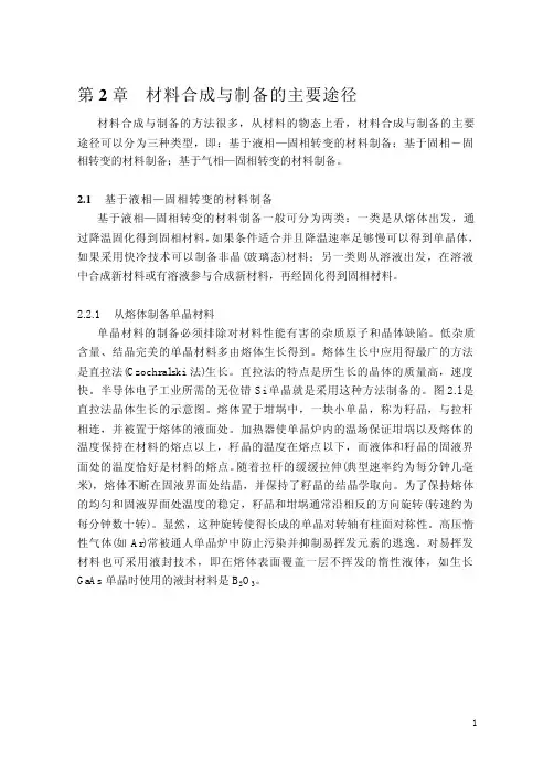 材料合成与制备第2章材料合成与制备的主要途径
