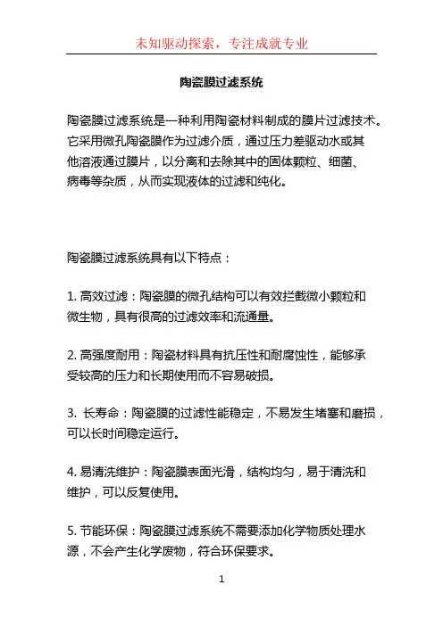 陶瓷膜过滤系统