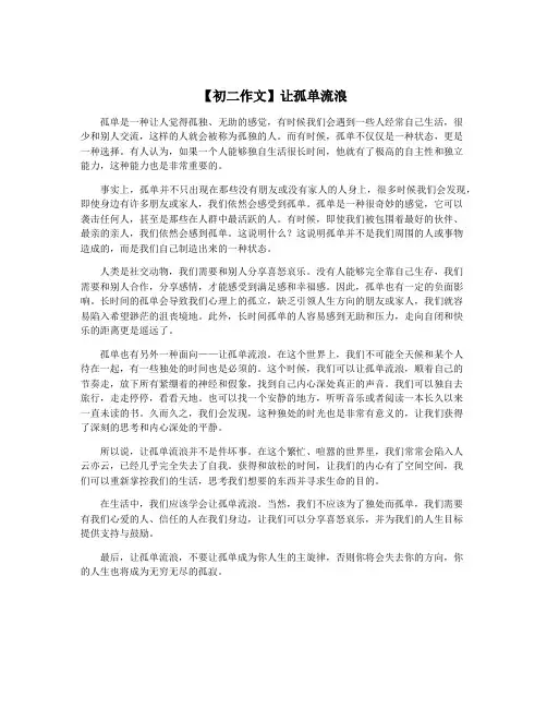【初二作文】让孤单流浪