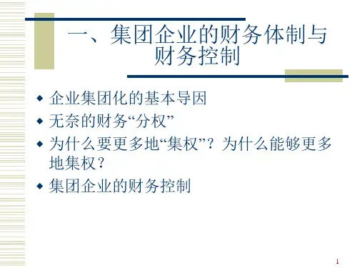 集团企业财务管理体制模式分析报告