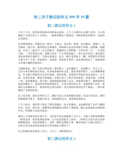 初二关于游记的作文800字10篇