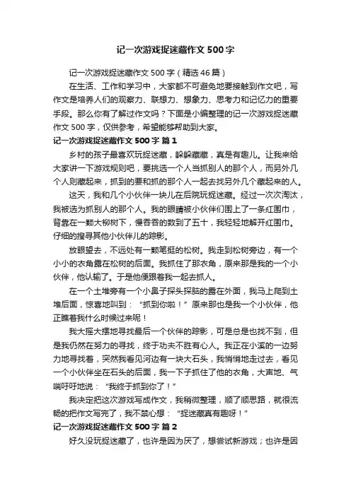 记一次游戏捉迷藏作文500字