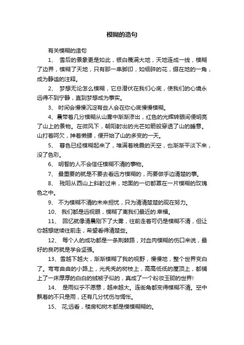 有关模糊的造句