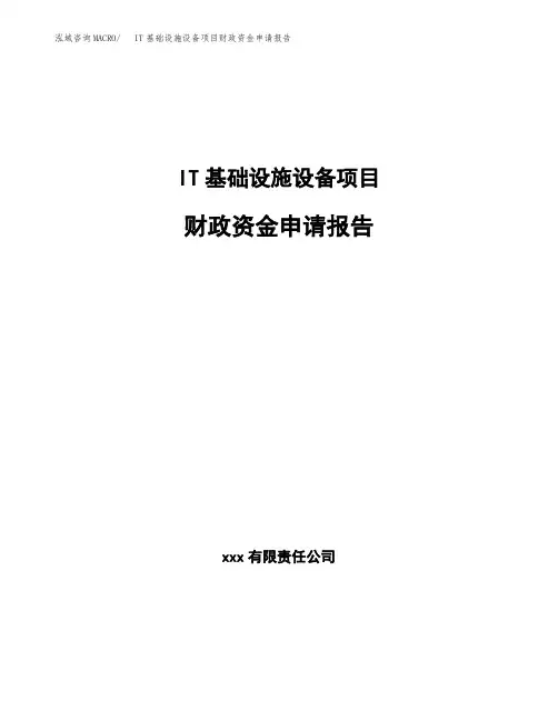 IT基础设施设备项目财政资金申请报告