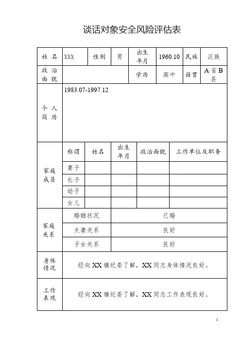 4.XXX安全风险评估表
