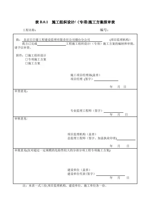施工中常用A、B、C类表格