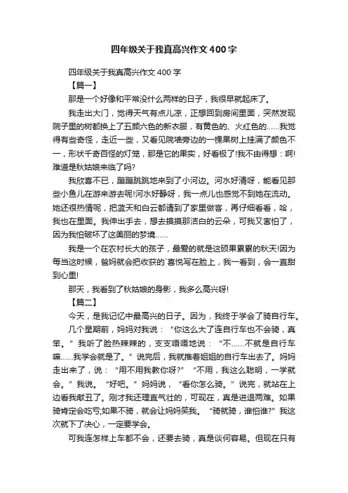 四年级关于我真高兴作文400字
