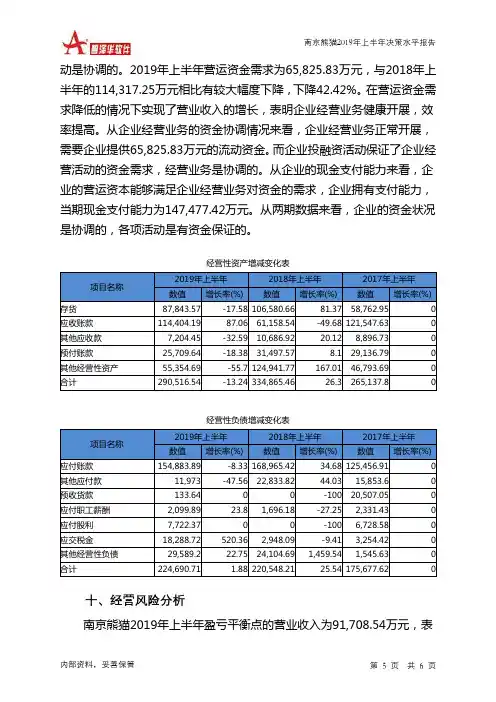 南京熊猫2019年上半年决策水平分析报告