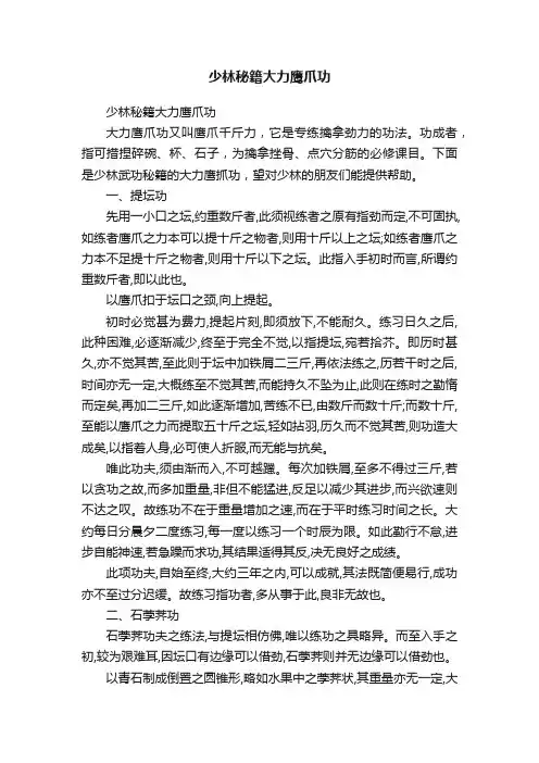 少林秘籍大力鹰爪功