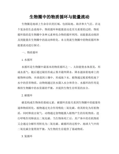 生物圈中的物质循环与能量流动