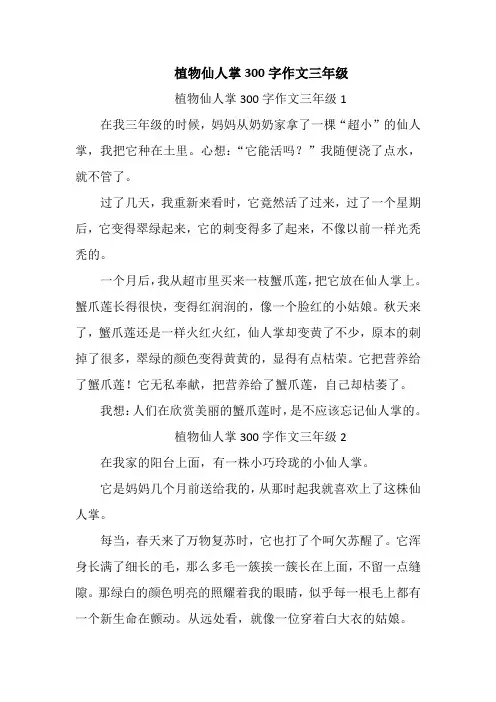 植物仙人掌300字作文三年级