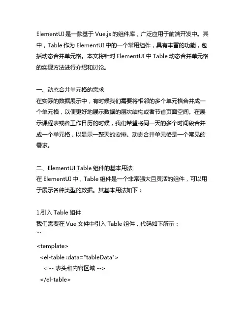 elementui table动态合并单元格