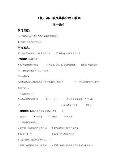 《氯、溴、碘及其化合物》教案2