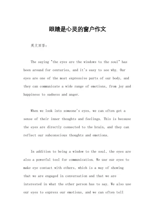 眼睛是心灵的窗户作文
