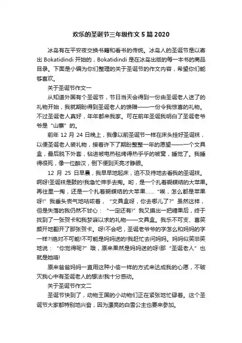 欢乐的圣诞节三年级作文5篇2020