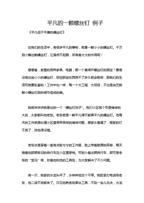 平凡的一颗螺丝钉 例子