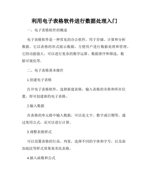 利用电子表格软件进行数据处理入门