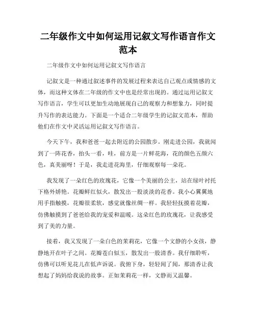 二年级作文中如何运用记叙文写作语言作文范本
