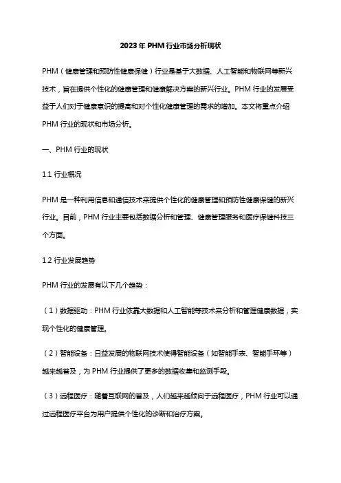 2023年PHM行业市场分析现状