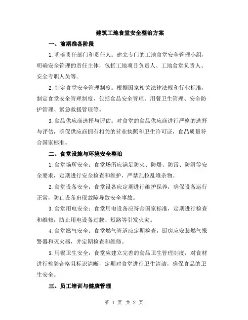建筑工地食堂安全整治方案