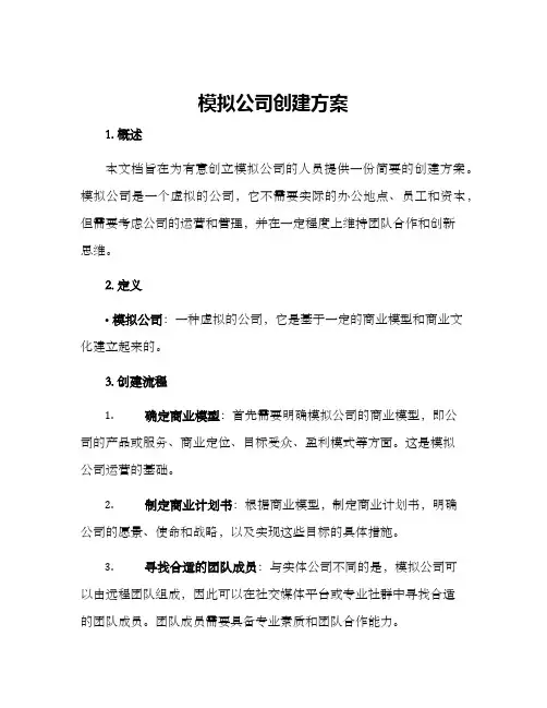 模拟公司创建方案