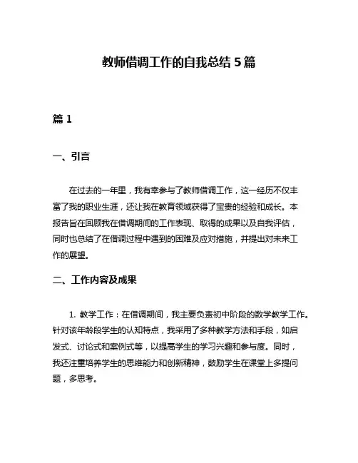 教师借调工作的自我总结5篇