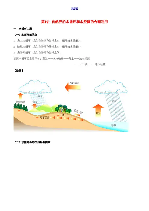 高考地理一轮复习 专题3.1 自然界的水循环和水资源的合理利用教案(含解析)-人教版高三全册地理教案
