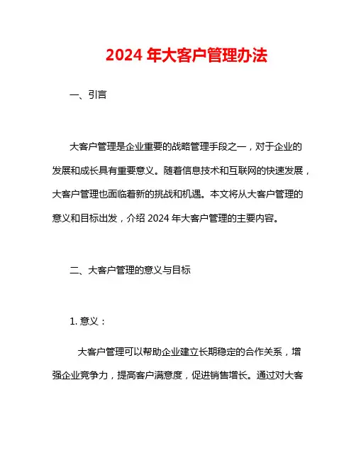 2024年大客户管理办法