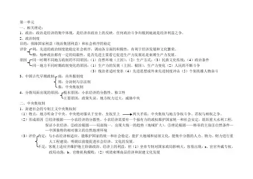 高中历史必修一第一二三单元复习资料