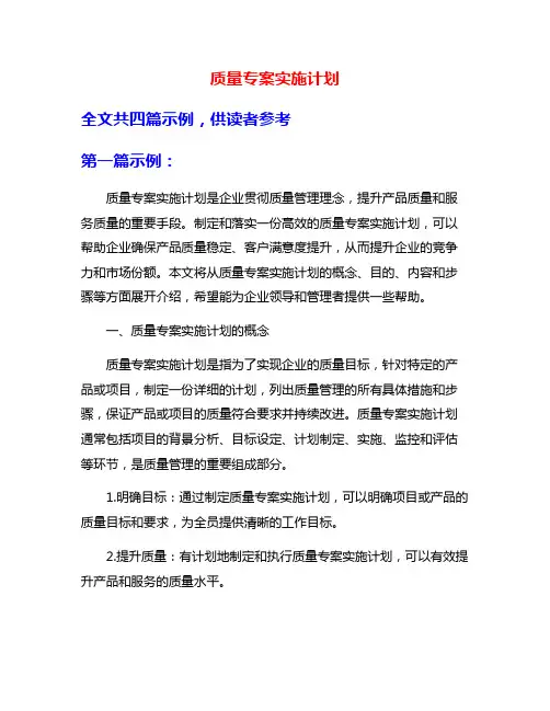 质量专案实施计划
