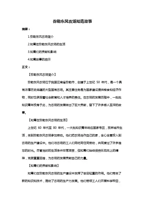 弥勒东风农场知青故事