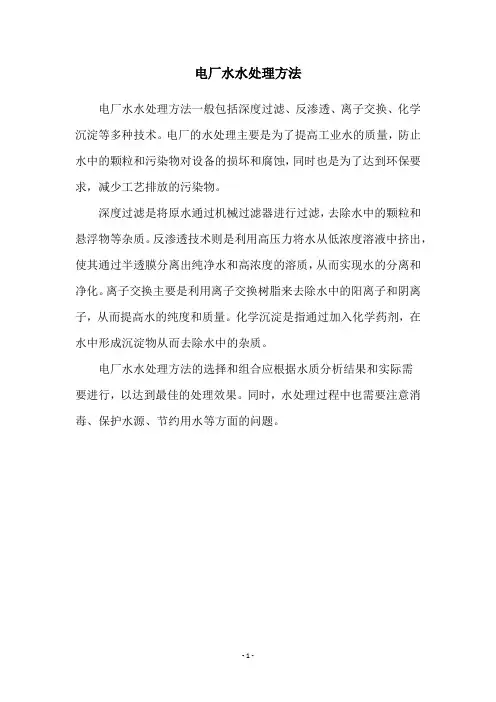 电厂水水处理方法