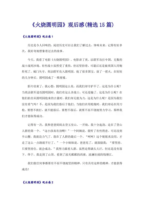 《火烧圆明园》观后感(精选15篇)_1