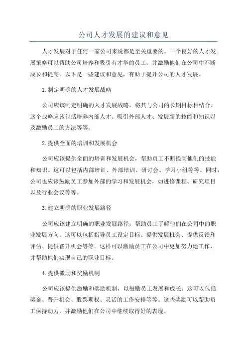 公司人才发展的建议和意见