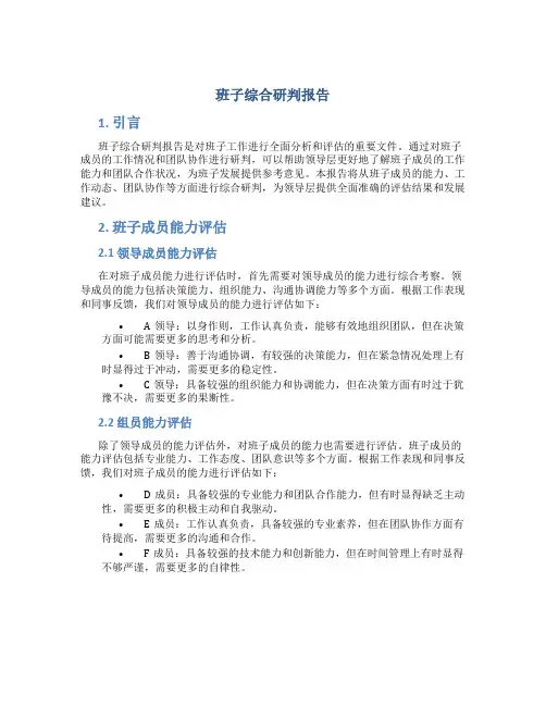 班子综合研判报告