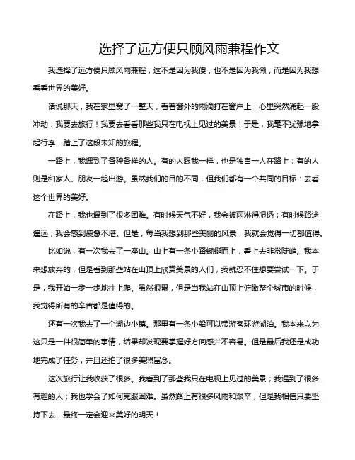 选择了远方便只顾风雨兼程作文