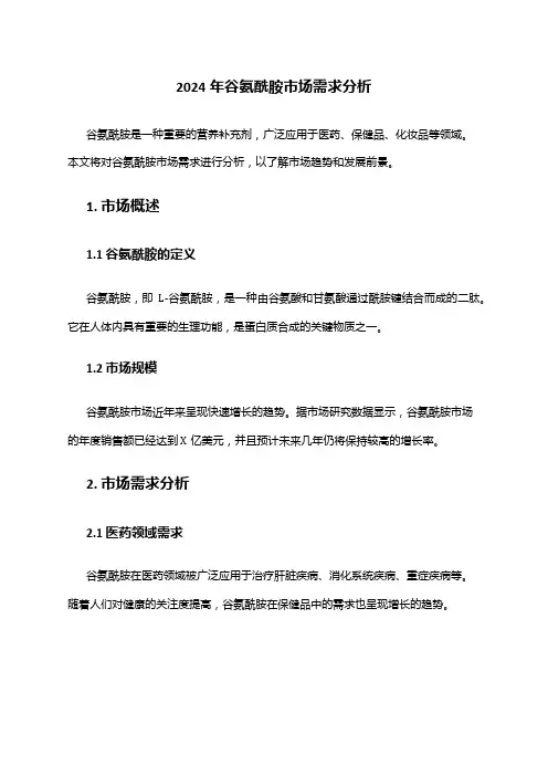 2024年谷氨酰胺市场需求分析