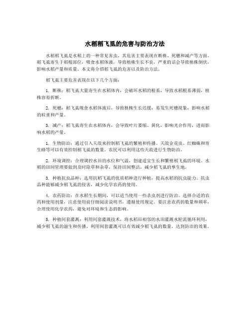 水稻稻飞虱的危害与防治方法