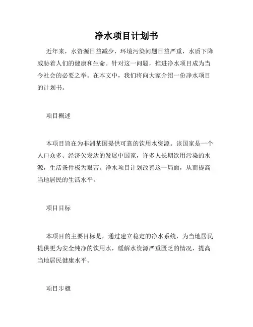 净水项目计划书