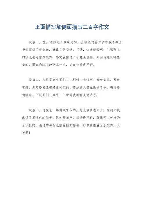正面描写加侧面描写二百字作文