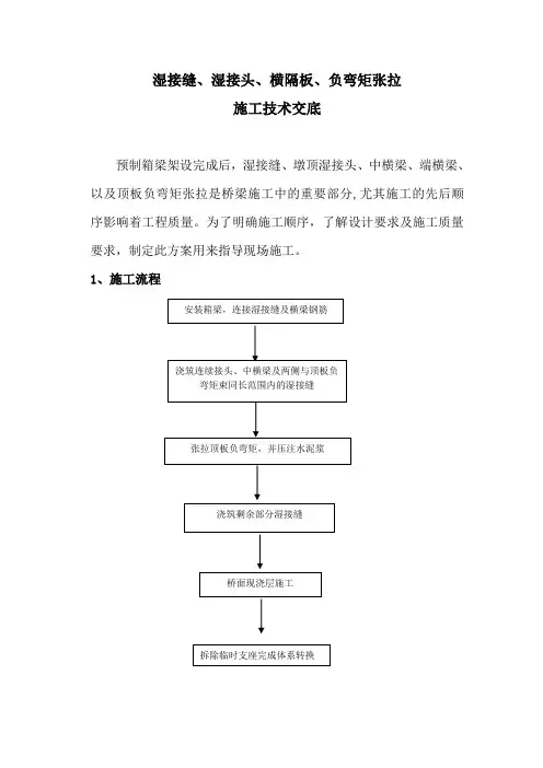 湿接缝、湿接头、横隔、负弯矩张拉施工方案