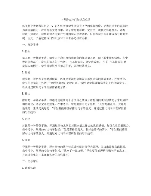 中考语文冷门知识点总结