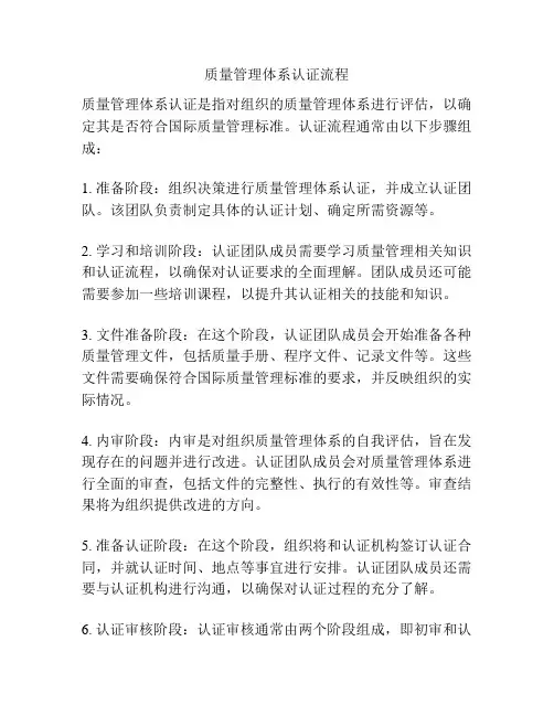 质量管理体系认证流程