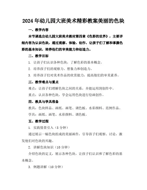 2024年幼儿园大班美术精彩教案美丽的色块