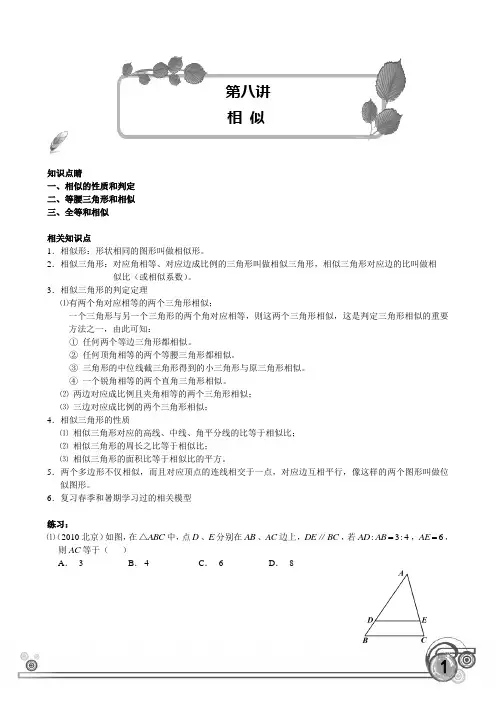 九年级数学相似学而思培优