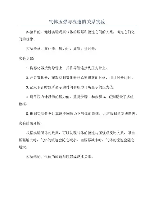 气体压强与流速的关系实验
