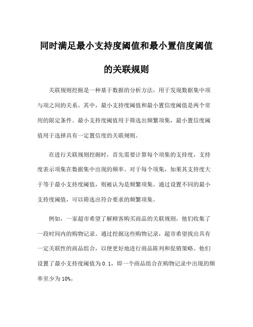 同时满足最小支持度阈值和最小置信度阈值的关联规则