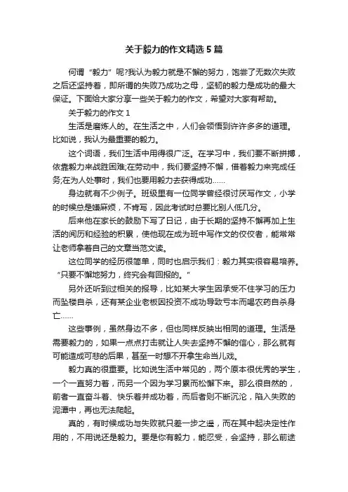 关于毅力的作文精选5篇