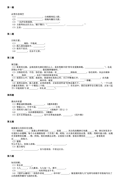 湖南省长沙市小升初语文基础知识专项突破进阶版
